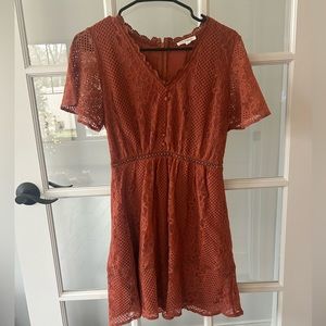 Orange lace juniors dress